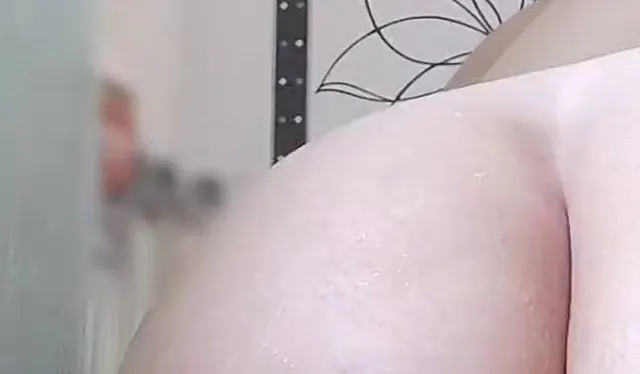 Anal Training in the shower - long transparent dildo